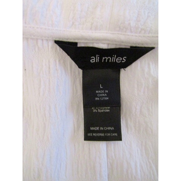 Ali Miles Womens White Textured Knit Tunic Top Blouse Button Detail Size L - Picture 7 of 8